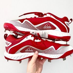 NWT Adidas Icon 6 Bounce Baseball Cleats Red White Metal Spikes Men’s 12.5